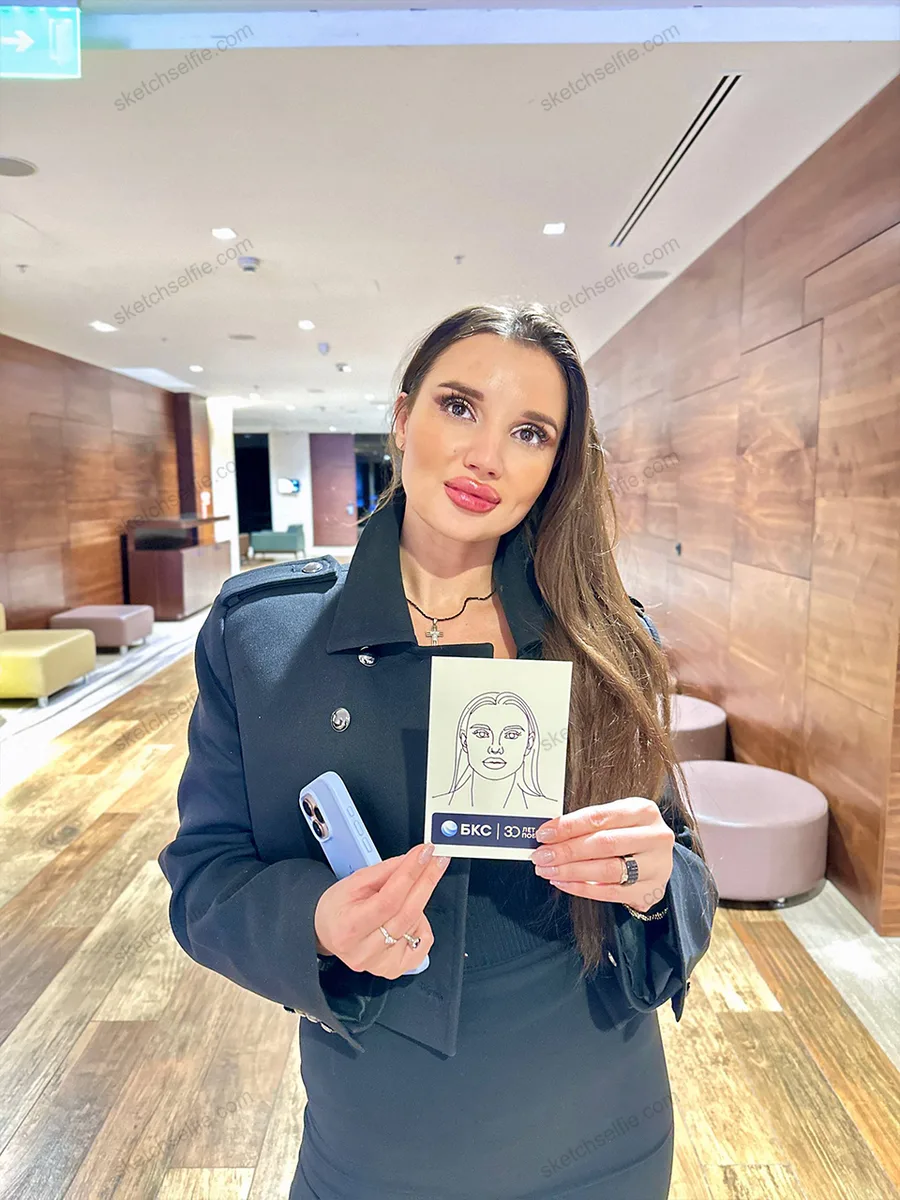 girl holding a sketch robot portrait