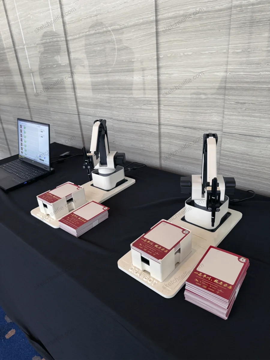 sketch robots at exhibition stand